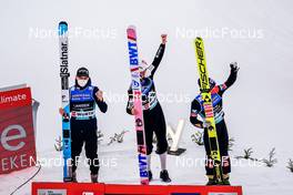 06.03.2022, Oslo, Norway (NOR): Anze Lanisek (SLO), Daniel Andre Tande (NOR), Stefan Kraft (AUT), (l-r)  - FIS world cup ski jumping men, individual HS134, Oslo (NOR). www.nordicfocus.com. © Thibaut/NordicFocus. Every downloaded picture is fee-liable.