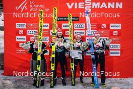 04.03.2022, Oslo, Norway (NOR): Anna Odine Stroem (NOR), Robert Johansson (NOR), Silje Opseth (NOR), Halvor Egner Granerud (NOR), (l-r)  - FIS world cup ski jumping men and women, mixed team HS134, Oslo (NOR). www.nordicfocus.com. © Thibaut/NordicFocus. Every downloaded picture is fee-liable.