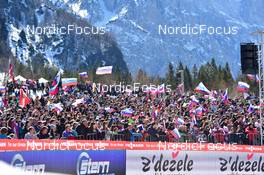24.03.2022, Planica, Slovenia (SLO): feature: cheering fans, slovenian flags - FIS world cup ski jumping men, training, Planica (SLO). www.nordicfocus.com. © Reichert/NordicFocus. Every downloaded picture is fee-liable.