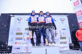 02.04.2022, Premanon, France (FRA): Laurent Muehlethaler (FRA), Enzo Milesi (FRA), Ribeiro-Batby Alessandro Alves (FRA), (l-r) - French Championships ski jumping, individual HS, Premanon (FRA). www.nordicfocus.com. © Augustin Authamayou/NordicFocus. Every downloaded picture is fee-liable.