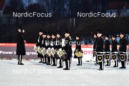 10.03.2022, Vikersund, Norway (NOR): feature: opening ceremony, soldier musicians - FIS world championships ski flying men, individual HS240, Vikersund (NOR). www.nordicfocus.com. © Reichert/NordicFocus. Every downloaded picture is fee-liable.