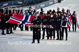 10.03.2022, Vikersund, Norway (NOR): Marius Lindvik (NOR), Johann Andre Forfang (NOR), Daniel Andre Tande (NOR), Robert Johansson (NOR), (l-r) - FIS world championships ski flying men, individual HS240, Vikersund (NOR). www.nordicfocus.com. © Reichert/NordicFocus. Every downloaded picture is fee-liable.