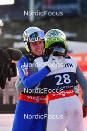 12.03.2022, Vikersund, Norway (NOR): Timi Zajc (SLO), Domen Prevc (SLO), (l-r) - FIS world championships ski flying men, individual HS240, Vikersund (NOR). www.nordicfocus.com. © Reichert/NordicFocus. Every downloaded picture is fee-liable.