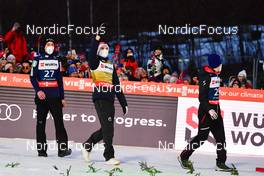 12.03.2022, Vikersund, Norway (NOR): Timi Zajc (SLO), Marius Lindvik (NOR), Stefan Kraft (AUT), (l-r) - FIS world championships ski flying men, individual HS240, Vikersund (NOR). www.nordicfocus.com. © Reichert/NordicFocus. Every downloaded picture is fee-liable.