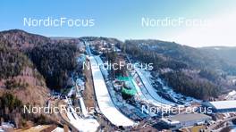 12.03.2022, Vikersund, Norway (NOR): feature: drone photo - FIS world championships ski flying men, individual HS240, Vikersund (NOR). www.nordicfocus.com. © Reichert/NordicFocus. Every downloaded picture is fee-liable.