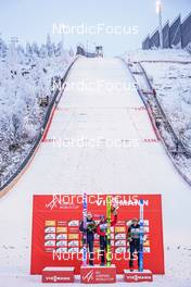 27.11.2022, Ruka, Finland (FIN): Halvor Egner Granerud (NOR), Stefan Kraft (AUT), Naoki Nakamura (JPN), (l-r)  - FIS world cup ski jumping men, individual HS142, Ruka (FIN). www.nordicfocus.com. © Thibaut/NordicFocus. Every downloaded picture is fee-liable.