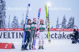 27.11.2022, Ruka, Finland (FIN): Naoki Nakamura (JPN), Halvor Egner Granerud (NOR), Stefan Kraft (AUT), (l-r)  - FIS world cup ski jumping men, individual HS142, Ruka (FIN). www.nordicfocus.com. © Thibaut/NordicFocus. Every downloaded picture is fee-liable.
