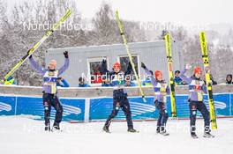 10.12.2022, Titisee-Neustadt, Germany (GER): Karl Geiger (GER), Constantin Schmid (GER), Katharina Althaus (GER), Selina Freitag (GER), (l-r)  - FIS world cup ski jumping men, mixed team HS142, Titisee-Neustadt (GER). www.nordicfocus.com. © Thibaut/NordicFocus. Every downloaded picture is fee-liable.