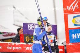 10.12.2022, Titisee-Neustadt, Germany (GER): Timi Zajc (SLO), Nika Kriznar (SLO), (l-r)  - FIS world cup ski jumping men, mixed team HS142, Titisee-Neustadt (GER). www.nordicfocus.com. © Thibaut/NordicFocus. Every downloaded picture is fee-liable.