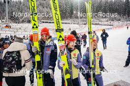 10.12.2022, Titisee-Neustadt, Germany (GER): Constantin Schmid (GER), Selina Freitag (GER), Katharina Althaus (GER), (l-r)  - FIS world cup ski jumping men, mixed team HS142, Titisee-Neustadt (GER). www.nordicfocus.com. © Thibaut/NordicFocus. Every downloaded picture is fee-liable.