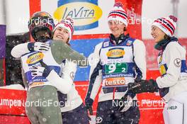 10.12.2022, Titisee-Neustadt, Germany (GER): Halvor Egner Granerud (NOR), Anna Odine Stroem (NOR), Bendik Jakobsen Heggli (NOR), Silje Opseth (NOR), (l-r)  - FIS world cup ski jumping men, mixed team HS142, Titisee-Neustadt (GER). www.nordicfocus.com. © Thibaut/NordicFocus. Every downloaded picture is fee-liable.