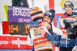 10.12.2022, Titisee-Neustadt, Germany (GER): Stefan Kraft (AUT), Eva Pinkelnig (AUT), (l-r)  - FIS world cup ski jumping men, mixed team HS142, Titisee-Neustadt (GER). www.nordicfocus.com. © Thibaut/NordicFocus. Every downloaded picture is fee-liable.