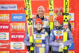 10.12.2022, Titisee-Neustadt, Germany (GER): Katharina Althaus (GER), Karl Geiger (GER), Selina Freitag (GER), Constantin Schmid (GER), (l-r) - FIS world cup ski jumping men, mixed team HS142, Titisee-Neustadt (GER). www.nordicfocus.com. © Thibaut/NordicFocus. Every downloaded picture is fee-liable.