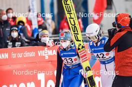 26.02.2022, Hinzenbach, Austria (AUT): Chiara Kreuzer (AUT), Lisa Eder (AUT) - FIS world cup ski jumping women, individual HS90, Hinzenbach (AUT). www.nordicfocus.com. © Tumashov/NordicFocus. Every downloaded picture is fee-liable.