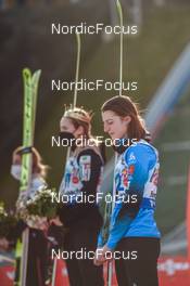 27.02.2022, Hinzenbach, Austria (AUT): Marita Kramer (AUT), Nika Kriznar (SLO), Josephine Pagnier (FRA), (l-r) - FIS world cup ski jumping women, individual HS90, Hinzenbach (AUT). www.nordicfocus.com. © Tumashov/NordicFocus. Every downloaded picture is fee-liable.