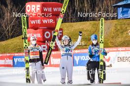 27.02.2022, Hinzenbach, Austria (AUT): Marita Kramer (AUT), Nika Kriznar (SLO), Josephine Pagnier (FRA), (l-r) - FIS world cup ski jumping women, individual HS90, Hinzenbach (AUT). www.nordicfocus.com. © Tumashov/NordicFocus. Every downloaded picture is fee-liable.