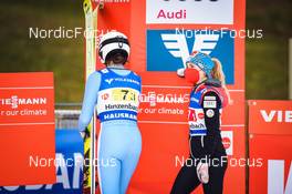 25.02.2022, Hinzenbach, Austria (AUT): Chiara Kreuzer (AUT), Lisa Eder (AUT), (l-r)  - FIS world cup ski jumping women, team HS90, Hinzenbach (AUT). www.nordicfocus.com. © Tumashov/NordicFocus. Every downloaded picture is fee-liable.