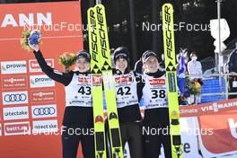 13.03.2022, Oberhof, Germany (GER): Nika Kriznar (SLO), Ursa Bogataj (SLO), Ema Klinec (SLO), (l-r) - FIS world cup ski jumping women, cups, Oberhof (GER). www.nordicfocus.com. © Koenig/NordicFocus. Every downloaded picture is fee-liable