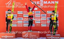 13.03.2022, Oberhof, Germany (GER): Nika Kriznar (SLO), Marita Kramer (AUT), Ursa Bogataj (SLO), (l-r) - FIS world cup ski jumping women, cups, Oberhof (GER). www.nordicfocus.com. © Koenig/NordicFocus. Every downloaded picture is fee-liable