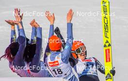 12.03.2022, Oberhof, Germany (GER): Anna Rupprecht (GER), Selina Freitag (GER), Pauline Hessler (GER), Luisa Goerlich (GER), Katharina Althaus (GER), (l-r) - FIS world cup ski jumping women, individual HS100, Oberhof (GER). www.nordicfocus.com. © Koenig/NordicFocus. Every downloaded picture is fee-liable
