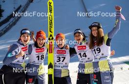 12.03.2022, Oberhof, Germany (GER): Anna Rupprecht (GER), Selina Freitag (GER), Katharina Althaus (GER), Luisa Goerlich (GER), Juliane Seyfarth (GER), (l-r) - FIS world cup ski jumping women, individual HS100, Oberhof (GER). www.nordicfocus.com. © Koenig/NordicFocus. Every downloaded picture is fee-liable