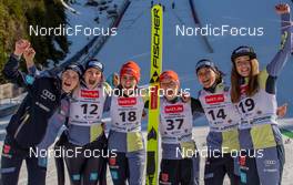 12.03.2022, Oberhof, Germany (GER): Pauline Hessler (GER), Anna Rupprecht (GER), Selina Freitag (GER), Katharina Althaus (GER), Luisa Goerlich (GER), Juliane Seyfarth (GER), (l-r) - FIS world cup ski jumping women, individual HS100, Oberhof (GER). www.nordicfocus.com. © Koenig/NordicFocus. Every downloaded picture is fee-liable