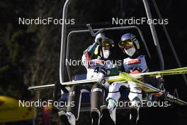 13.03.2022, Oberhof, Germany (GER): Ursa Bogataj (SLO), Nika Kriznar (SLO), (l-r) - FIS world cup ski jumping women, individual HS100, Oberhof (GER). www.nordicfocus.com. © Koenig/NordicFocus. Every downloaded picture is fee-liable