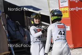 13.03.2022, Oberhof, Germany (GER): Nika Kriznar (SLO), Ursa Bogataj (SLO), (l-r) - FIS world cup ski jumping women, individual HS100, Oberhof (GER). www.nordicfocus.com. © Koenig/NordicFocus. Every downloaded picture is fee-liable