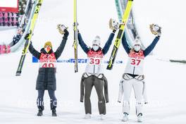 05.02.2022, Beijing, China (CHN): Katharina Althaus (GER), Ursa Bogataj (SLO), Nika Kriznar (SLO), (l-r)  - XXIV. Olympic Winter Games Beijing 2022, ski jumping women, individual HS106, Beijing (CHN). www.nordicfocus.com. © Thibaut/NordicFocus. Every downloaded picture is fee-liable.