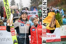 05.11.2022, Wisla, Poland (POL): Marita Kramer (AUT), Eva Pinkelnig (AUT), (l-r) - FIS world cup ski jumping women, individual HS134, Wisla (POL). www.nordicfocus.com. © Reichert/NordicFocus. Every downloaded picture is fee-liable.