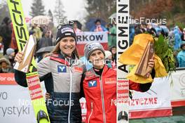 05.11.2022, Wisla, Poland (POL): Marita Kramer (AUT), Eva Pinkelnig (AUT), (l-r) - FIS world cup ski jumping women, individual HS134, Wisla (POL). www.nordicfocus.com. © Reichert/NordicFocus. Every downloaded picture is fee-liable.
