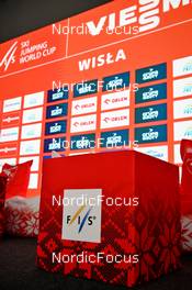 04.11.2022, Wisla, Poland (POL): feature: press podium  - FIS world cup ski jumping women, training, Wisla (POL). www.nordicfocus.com. © Reichert/NordicFocus. Every downloaded picture is fee-liable.