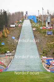 04.11.2022, Wisla, Poland (POL): feature: jumping hill, plastic cover - FIS world cup ski jumping women, training, Wisla (POL). www.nordicfocus.com. © Reichert/NordicFocus. Every downloaded picture is fee-liable.