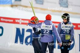 03.12.2022, Lillehammer, Norway (NOR): Katharina Althaus (GER), Selina Freitag (GER), Agnes Reisch (GER), (l-r)  - FIS world cup ski jumping women, individual HS98, Lillehammer (NOR). www.nordicfocus.com. © Thibaut/NordicFocus. Every downloaded picture is fee-liable.