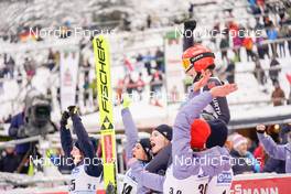 11.12.2022, Titisee-Neustadt, Germany (GER): Anna Rupprecht (GER), Luisa Goerlich (GER), Katharina Althaus (GER), Selina Freitag (GER), (l-r)  - FIS world cup ski jumping women, individual HS142, Titisee-Neustadt (GER). www.nordicfocus.com. © Thibaut/NordicFocus. Every downloaded picture is fee-liable.