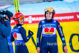 29.12.2022, Villach, Austria (AUT): Katharina Althaus (GER), Selina Freitag (GER), (l-r)  - FIS world cup ski jumping women, individual HS98, Villach (AUT). www.nordicfocus.com. © Thibaut/NordicFocus. Every downloaded picture is fee-liable.