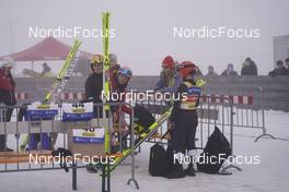 27.12.2022, Villach, Austria (AUT): Selina Freitag (GER), Marita Kramer (AUT), Katharina Althaus (GER), (l-r), (l-r)  - FIS world cup ski jumping women, training, Villach (AUT). www.nordicfocus.com. © Thibaut/NordicFocus. Every downloaded picture is fee-liable.