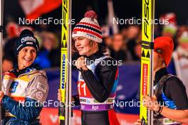 31.12.2022, Ljubno, Slovenia (SLO): Eva Pinkelnig (AUT), Anna Odine Stroem (NOR), (l-r) - FIS world cup ski jumping women, individual HS94, Ljubno (SLO). www.nordicfocus.com. © Manzoni/NordicFocus. Every downloaded picture is fee-liable.