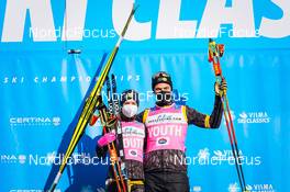 08 01 2022, Pustertal, Italy (ITA): Dahl Ida (SWE), Max Novak (SWE), (l-r)  - Visma Ski Classics 62km Pustertaler Ski Marathon - Pustertal (ITA). www.nordicfocus.com. © Thibaut/NordicFocus. Every downloaded picture is fee-liable.