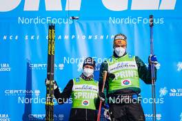 08 01 2022, Pustertal, Italy (ITA): Johansson Norgren Britta (SWE), Stian Berg (NOR) - Visma Ski Classics 62km Pustertaler Ski Marathon - Pustertal (ITA). www.nordicfocus.com. © Thibaut/NordicFocus. Every downloaded picture is fee-liable.