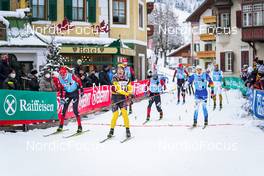 08 01 2022, Pustertal, Italy (ITA): Oskar Kardin (SWE), Andreas Nygaard (NOR), Max Novak (SWE), Kasper Stadaas (NOR), Stian Hoelgaard (NOR), (l-r)  - Visma Ski Classics 62km Pustertaler Ski Marathon - Pustertal (ITA). www.nordicfocus.com. © Thibaut/NordicFocus. Every downloaded picture is fee-liable.