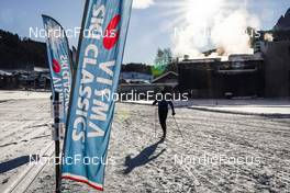 08 01 2022, Pustertal, Italy (ITA): Track Atmosphere: finish line, Feature - Visma Ski Classics 62km Pustertaler Ski Marathon - Pustertal (ITA). www.nordicfocus.com. © Thibaut/NordicFocus. Every downloaded picture is fee-liable.