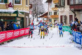 08 01 2022, Pustertal, Italy (ITA): Oskar Kardin (SWE), Andreas Nygaard (NOR), Max Novak (SWE), Morten Eide Pedersen (NOR), Stian Hoelgaard (NOR), (l-r)  - Visma Ski Classics 62km Pustertaler Ski Marathon - Pustertal (ITA). www.nordicfocus.com. © Thibaut/NordicFocus. Every downloaded picture is fee-liable.