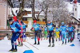 09 01 2022, Pustertal, Italy (ITA): Paul Combey (FRA), Thomas Odegaarden (NOR), Chris Andre Jespersen (NOR), Dmitry Bagrashov (RUS), Thomas Joly (FRA), (l-r)  - Visma Ski Classics 32km Prato Piazza Mountain Challenge - Pustertal (ITA). www.nordicfocus.com. © Thibaut/NordicFocus. Every downloaded picture is fee-liable.