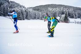 09 01 2022, Pustertal, Italy (ITA): Nico Walther (SUI), Thomas Odegaarden (NOR), Olaf Talmo (NOR), (l-r)  - Visma Ski Classics 32km Prato Piazza Mountain Challenge - Pustertal (ITA). www.nordicfocus.com. © Thibaut/NordicFocus. Every downloaded picture is fee-liable.