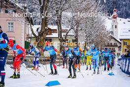 09 01 2022, Pustertal, Italy (ITA): Paul Combey (FRA), Thomas Odegaarden (NOR), Sivert Bergan (NOR), Dmitry Bagrashov (RUS), Thomas Joly (FRA), (l-r)  - Visma Ski Classics 32km Prato Piazza Mountain Challenge - Pustertal (ITA). www.nordicfocus.com. © Thibaut/NordicFocus. Every downloaded picture is fee-liable.