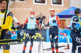22.01.2022, Zuoz Switzerland (SUI): Oskar Kardin (SWE), Andreas Nygaard (NOR), (l-r) - Visma Ski Classics La Diagonela, Zuoz (SUI). www.nordicfocus.com. © Tumashov/NordicFocus. Every downloaded picture is fee-liable.