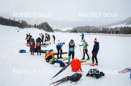 22.01.2022, Zuoz Switzerland (SUI): Event Feature: Pro Team service members and athletes at the start - Visma Ski Classics La Diagonela, Zuoz (SUI). www.nordicfocus.com. © Tumashov/NordicFocus. Every downloaded picture is fee-liable.