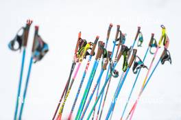 22.01.2022, Zuoz Switzerland (SUI): Event Feature: Detail of ski poles - Visma Ski Classics La Diagonela, Zuoz (SUI). www.nordicfocus.com. © Tumashov/NordicFocus. Every downloaded picture is fee-liable.