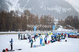 22.01.2022, Zuoz Switzerland (SUI): Event Feature: Pro Team service members and athletes at the start - Visma Ski Classics La Diagonela, Zuoz (SUI). www.nordicfocus.com. © Tumashov/NordicFocus. Every downloaded picture is fee-liable.